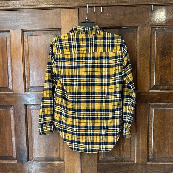 Frank & Eileen Plaid Flannel Button Down Shirt Women Size XS Yellow - Picture 2 of 8